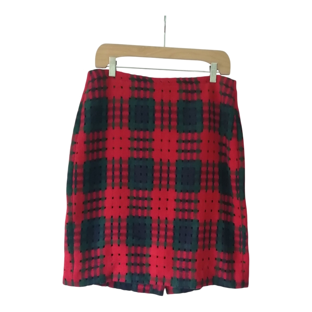 J. Crew Red and Black Checkered Mini Skirt